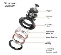 Jeu de direction pour vtt 52mm roulements scellés aluminium Jeu | Alliage aéronautique 6061, ultra-léger, résistance vibrations, finition anodisée noire(D)