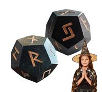 Jeu de divination runes en bois - 2 dés de divination en bois sculpté, petites dates de voyage, divertissement, basculez l'ancienne sagesse avec le jeu de collecte de runes pour la méditation