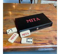 Jeu de dominos double 6 personnalis WE Games avec toupies dans un tui en vinyle Jeu de dominos pour adultes Cadeaux personnalis s