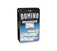Jeu de dominos Double-9 Tactic 55 pièces à points colorés Boîte métal noire