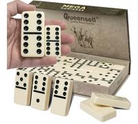 Jeu de dominos Mega Large 3 pouces pour adultes et enfants - Dominos Double 6 Classic Board Games - Jeu de dominos Double Six avec 28 tuiles et coffre