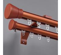 Jeu de double Tringle Rideau murale, Barre a rideau en aluminium avec supports et embouts, tringle a rideaux pour chambre, patio ou porte-fenêtre coulissante(Orange,220 cm (7.2ft))