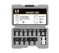 Jeu de douilles 1/2" 14 pièces pour embouts Torx T10T70 avec boîte de rangement