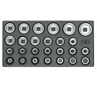 Jeu de douilles 1/2", 6 pans, en module 1/3 ES