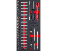 Jeu de douilles 1/4 4-14 mm 43 pièces module en mousse pour servante d'atelier MW Tools MWD1443