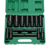 Jeu de Douilles à Choc 1/2"" 15pcs, 6 Pans CR-V 8-32mm Douilles à Impact Métriques Profondes, Coffret douilles à chocs 1/2"" avec Ma