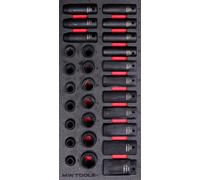 Jeu de douilles à chocs 1/2 10-27 mm 28 pièces module en mousse pour servante d'atelier MW Tools MWIMP28