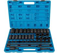 Jeu de Douilles à Chocs 1/2 po-Duoku-43 Pièces-Assortiment de Douilles Métriques Standard et Profondes-6 Points 9-30 mm