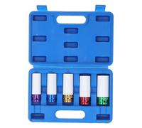 Jeu de douilles à chocs, 5 pièces, 15 17 19 21 22mm, jeu de douilles d'écrou de roue à 6 points pour entraînement 1/2 pouces