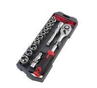 Jeu de douilles à cliquet à 72 dents, entraînement 6,35 mm, 1/2" avec barre d'extension, poignée antidérapante, kit de 13 pièces pour réparation automobile et maison (12,7 mm)