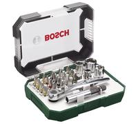 Jeu de douilles à cliquet à embouts de tournevis Bosch 26 pièces avec porte...