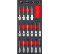 Jeu de douilles à embouts 1/2 5-16 mm TORX-HEX-SPLINE 20 pièces module en mousse pour servante d'atelier MW Tools MWDBI1220