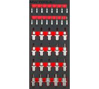 Jeu de douilles à embouts Hex-Torx 1/2- 1/4 HEX-TORX 36 pièces module en mousse pour servante d'atelier MW Tools MWDBI141236