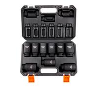 VEVOR Jeu de douilles à choc 1/2" 9 douilles métriques 29-38 mm 6 pans CR-Mo HRC 42-48 avec mallette