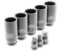 Jeu de douilles à impact 12 pans 30, 32, 34, 35, 36 mm pour moyeux et embouts Allen 1/2"