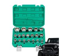 Jeu de douilles cannelées - 12 pans 1/2" métrique 8-32 mm | Tête de ouille en fleur de prunier pour réparation automobile, mécanicien, professionnels, techniciens, maintenance