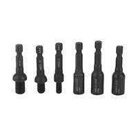 Jeu de douilles de tournevis à air 6 pièces, adaptateur d'écrou de vis à double extrémité à tige de 1/4 de pouce, outil de travail du bois forgé en acier au chrome-molybdène avec