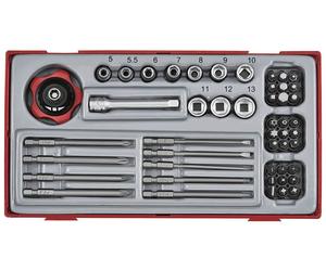 Jeu de douilles/embouts TT1 tray 1/4 Plat- PH- PZ- HEX- TX-- rob 48 pièces Teng Tools TT1448