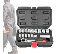 Jeu de douilles et cliquet - Mécanique compacte - Kit d'outils multi-tailles - Entretien de véhicules, travail électropaneel, assemblage moteur | Scénario , atelier, réparation de garage