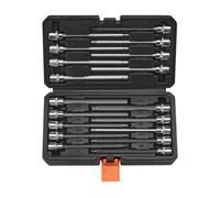 VEVOR Jeu de Douilles Hexagonales Extra Longues 18PCs, Entraînements 3/8 po (9,5 mm), SAE 1/8-3/8 po (3,2-9,5 mm) et Métriques 3-12 mm, en Acier Allié S2 et Acier Cr-V, avec Coffret, Mécanicien