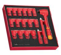 Jeu de douilles isolées Foam3 tray 3/8 6- 20mm 6 pans 18 pièces Teng Tools TEDV3818