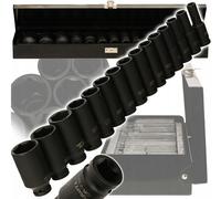 Jeu De Douilles Longues À Chocs 1/2" 10-32 Mm Cr-V 15 Pièces Avec Mallette