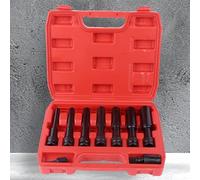 Jeu de douilles rallongées 1/2" avec adaptateur hexagonal 8-19 mm pour visseuse électrique et cliquet, 9 pièces, noir