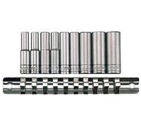Jeu de douilles sur rail 1/4 long 4-13mm 9 pcs Teng Tools M1407