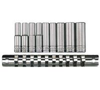 Jeu de douilles sur rail 1/4 long 4-13mm 9 pcs Teng Tools M1407