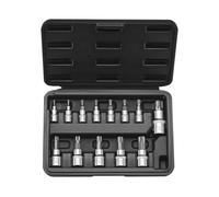 VEVOR Jeu de Douilles Torx 13PCs, Étoile T8 - T60, Entraînements 1/4, 3/8 et 1/2 po (6,35 mm, 9,5 mm, 12,7 mm), en Acier Allié S2 et Acier Cr-V, avec Coffret, pour Mécanicien Réparation Automobile