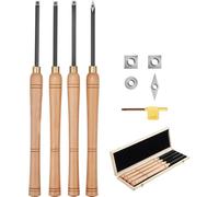 VEVOR Outils Tournage pour Tour à Bois, 4 PCS, Ciseaux à Bois avec Fraises en Carbure Ronds et Carrés Diamantés, Coffret de Rangement, Manche Confortable pour Travail de Détail, Débutant, Amateur, Pro