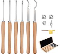 Jeu de fers à tourner VEVOR, 6 pièces, couteaux à tourner dans un coffret en bois, jeu d'outils pour tourner le bois, outil à tourner le bois avec inserts diamantés, ronds et carrés en métal dur, dure
