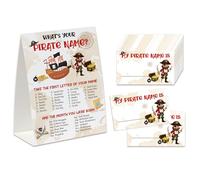 Jeu de fête d'anniversaire pirate, « What's Your Pirate Name Game » (un panneau + 30 étiquettes autocollantes), jeu de fête pirate, jeux amusants pour l'école, le bureau, la maison - MZC01