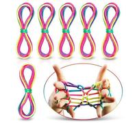 Jeu de Ficelle Doigts,6 Pièces Rainbow Rope, Cats Cradle Corde,Jeu d'adresse, Jeu élastique Enfant Doigt ,Petit Cadeau