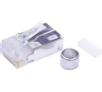 Jeu de fiches modulaires mâles blindé Cat.5 BEL Stewart Connectors 940-SP-361010-A217 RJ48 mâle, droit Pôle: 10P10C transparent
