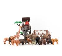 Jeu de Figurines d'animaux Safari avec Wild Ranger, Adventure Station, Zoo African Jungle Animals Playset for Kids Boys Girls Toddlers Gift Set