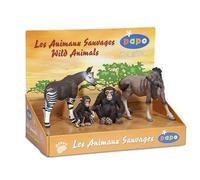 Jeu de figurines - PAPO - Animaux sauvages - Okapi, Chimpanzés, Gnou - Mixte - 3 ans et plus