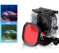 Jeu de filtres Filtre pour Objectif Tuba pour 9/10 Black Super Suit Original Housing Case Accessories Suitable for Submerged Use/Seawater Shooting/Fresh Water Shooting (Rouge)
