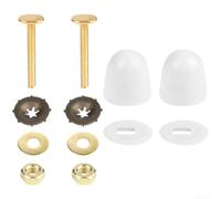 Jeu de Fixation Toilette avec Pieds et Joint Étanche Jeu de Fixation | Laiton plaqué , acier inoxydable, compatible brides standards, installation rapide, finition dorée(A02)