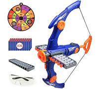 Jeu de flèches et d'arc pour enfants - Compatible avec les balles Nerf Gun - 12 fléchettes - Clip Shot - Boule en mousse - Jouet de tir à l'arc - Avec 36 fléchettes en mousse - Pour garçons et filles