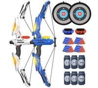 Jeu de flèches et d'arc pour enfants Compatible avec les balles Nerf Gun avec 40 fléchettes Nerf 2 Cibles 6 cibles de bouteille