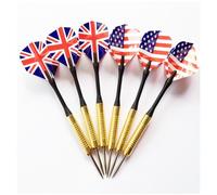 Jeu de flèches et de fléchettes professionnelles à pointe en acier, avec deux types de jolis motifs de drapeau, 6 pièces