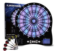 Jeu de Flechette électronique lumineux, Cible Flechette,6 Flechette Pointe Plastique,50 Pointes Souples ,48 Jeu Principals et 500 Jeux Variations Cibles Électroniques pour 8 Joueurs (rose coloré)