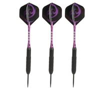 Jeu de Fléchettes à Pointe en Acier pour Jeu de Fléchettes, à Pointe en Métal avec Corps en Fer Antidérapant, Tiges en Aluminium, Vols Supplémentaires, Taille-Crayon, (Purple)