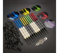 Jeu De Fléchettes à Pointes Souples Tiges en Aluminium 12 Fléchettes 1 Outil 12 Rondelles 3 Ailes De Rechange Supplémentaires 100 Pointes Souples 1 Boîte De Rangement en Plasti, 1 Set