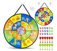 Jeu de Fléchettes Double Face 72 cm Jeu de Fléchettes Pliable Portable avec 18 Balles Collantes 12 Fléchettes 2 Crochets pour Intérieur et Extérieur Garçon Fille et Adulte