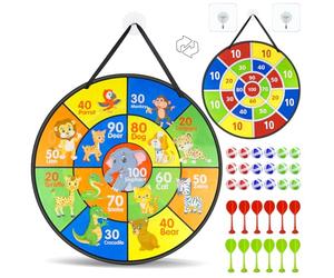 Jeu de Fléchettes Double Face 72 cm Jeu de Fléchettes Pliable Portable avec 18 Balles Collantes 12 Fléchettes 2 Crochets pour Intérieur et Extérieur Garçon Fille et Adulte