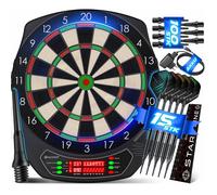 Jeu de fléchettes électronique - KESSER - 21 jeux - 65 variantes - Jusqu'à 8 joueurs - Écran LCD - 15 fléchettes