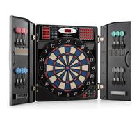 OneConcept Masterdarter - Cible fléchette, Jeu de fléchette, Jeux de fléchette électronique, Jeu de PC, 38 Jeux, 211 Variantes, Jusqu’à 16 Joueurs, Affichage LED, Pointe Douce - Argent