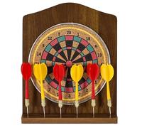 Jeu de fléchettes en bois sur pied avec ses 6 fléchettes jaunes et rouges incluses